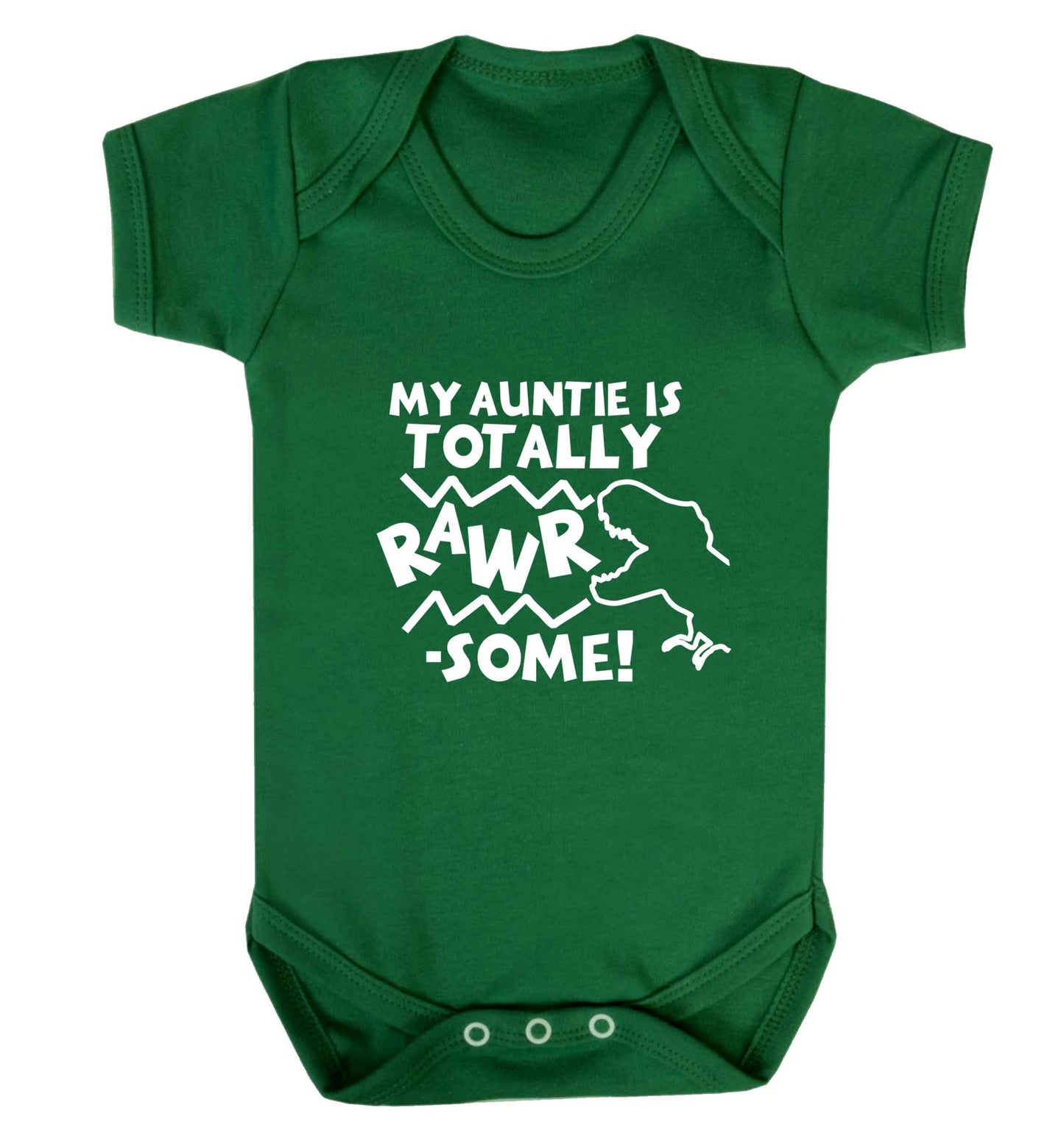 My auntie is totally rawrsome baby vest green 18-24 months