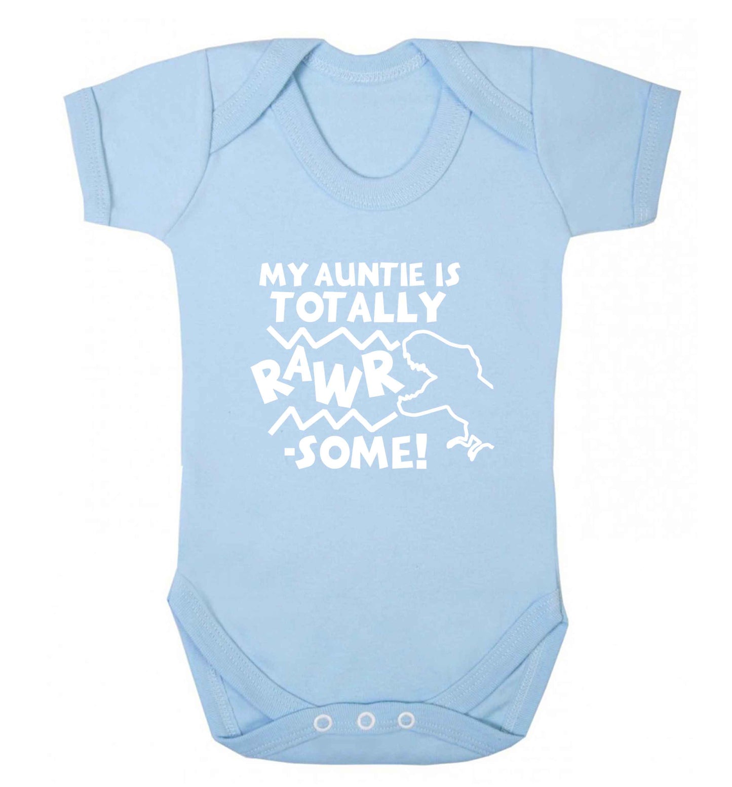 My auntie is totally rawrsome baby vest pale blue 18-24 months