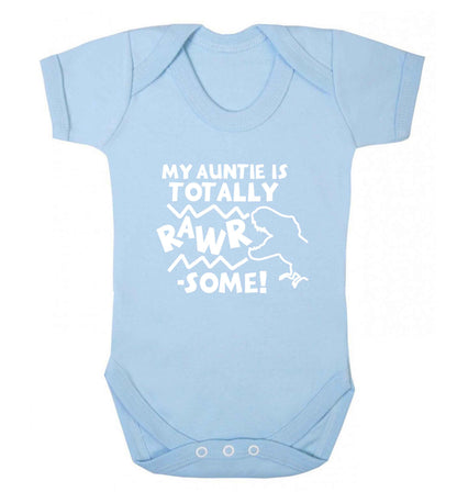 My auntie is totally rawrsome baby vest pale blue 18-24 months