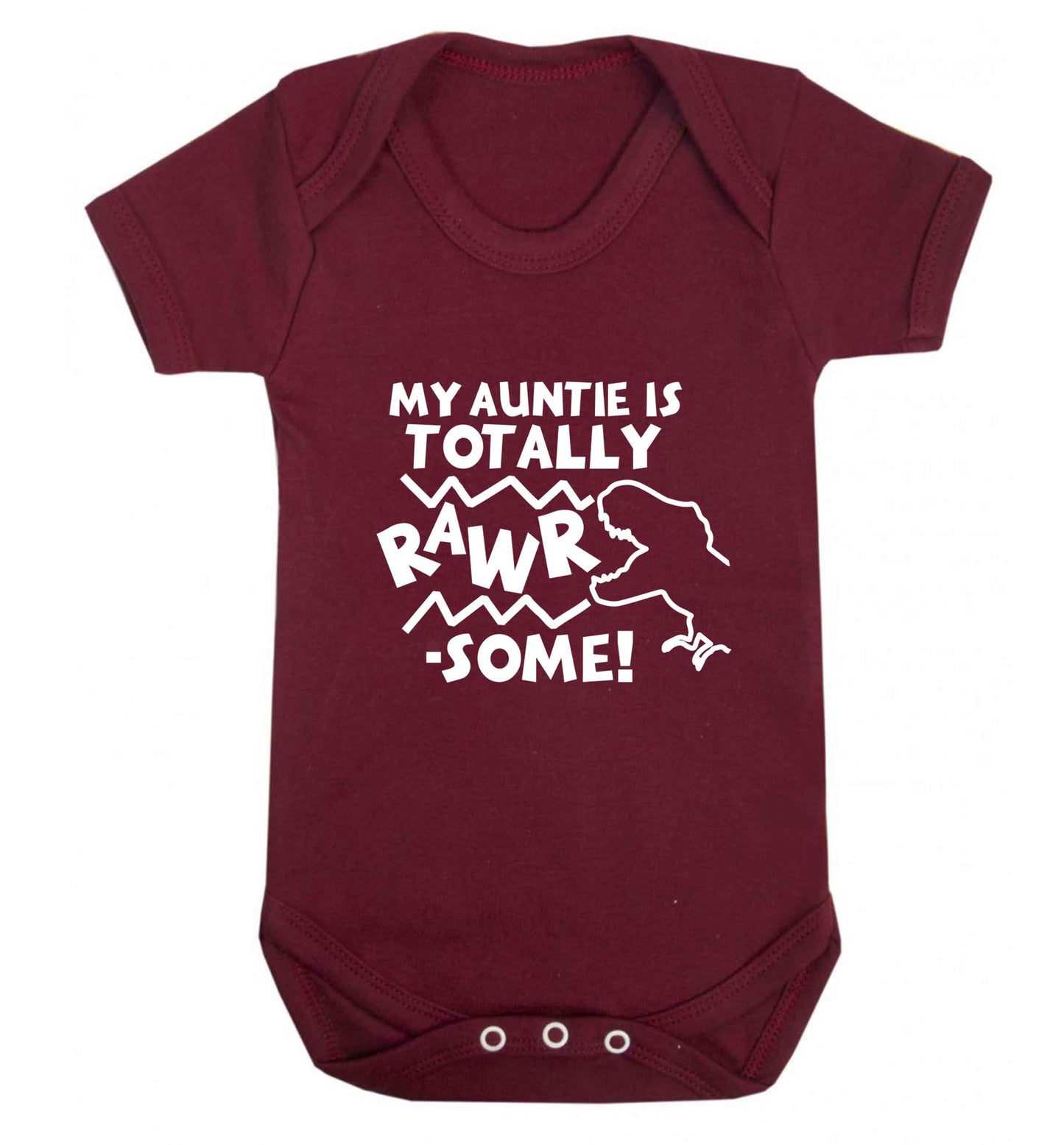 My auntie is totally rawrsome baby vest maroon 18-24 months