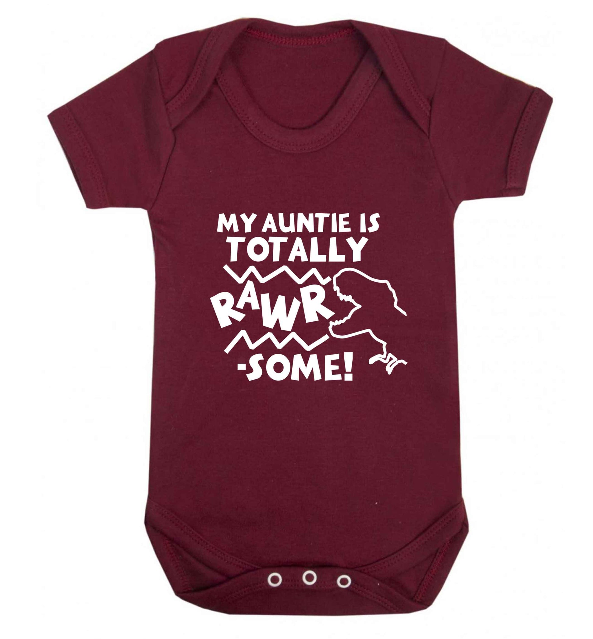 My auntie is totally rawrsome baby vest maroon 18-24 months