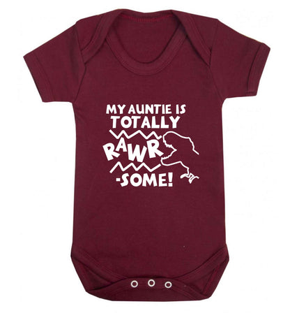 My auntie is totally rawrsome baby vest maroon 18-24 months