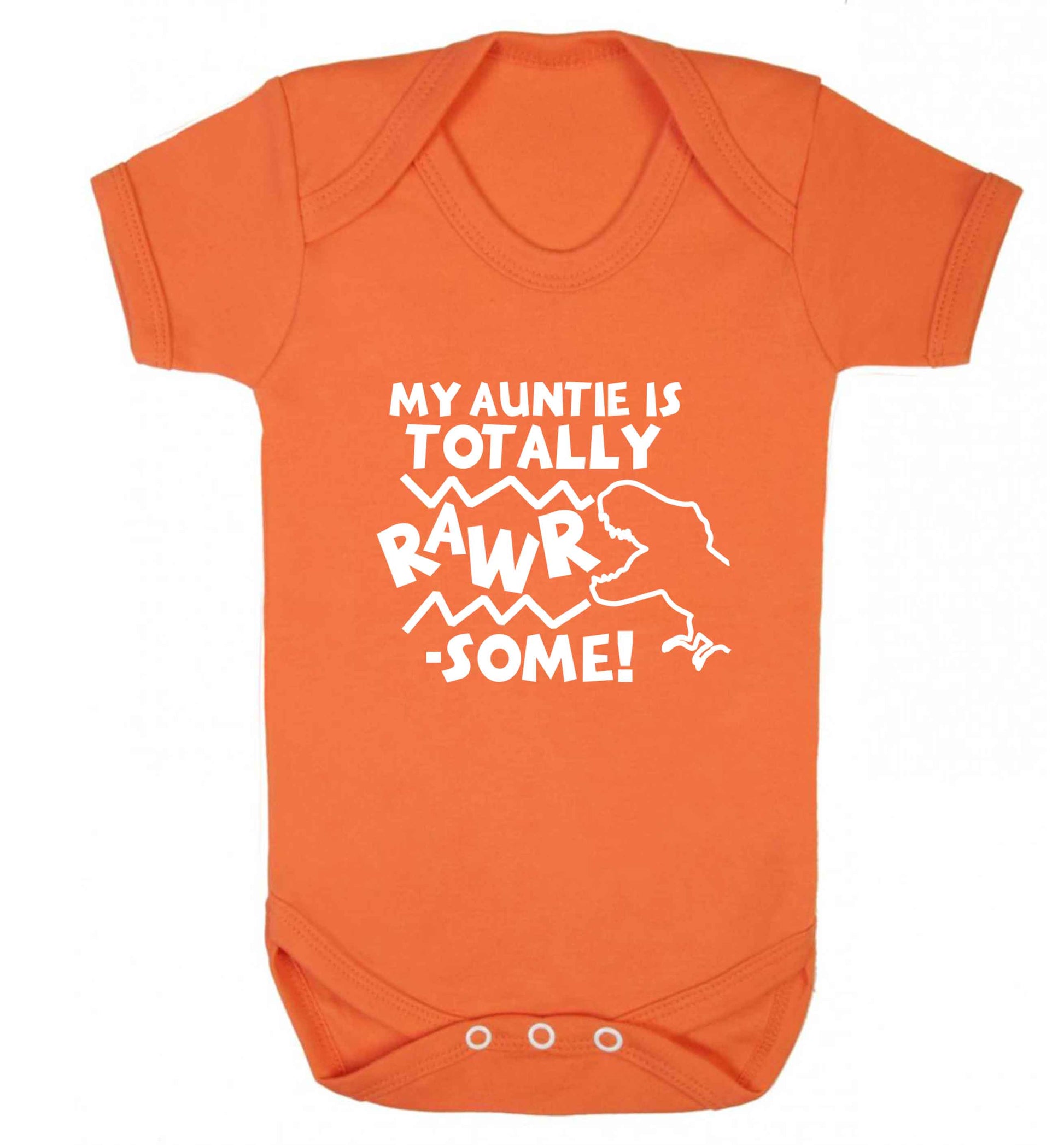 My auntie is totally rawrsome baby vest orange 18-24 months