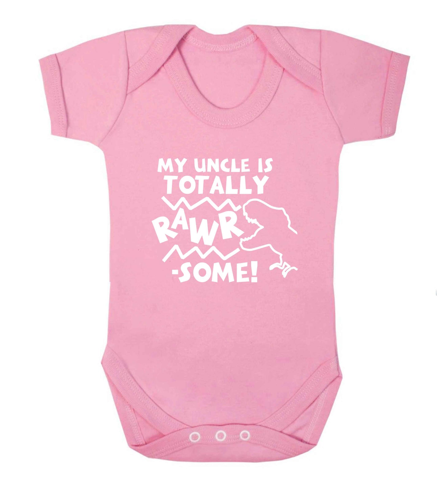 My uncle is totally rawrsome baby vest pale pink 18-24 months
