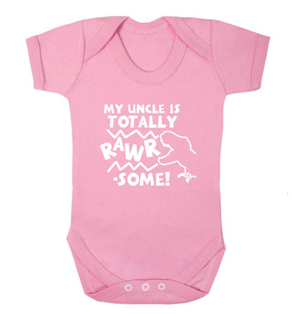 My uncle is totally rawrsome baby vest pale pink 18-24 months