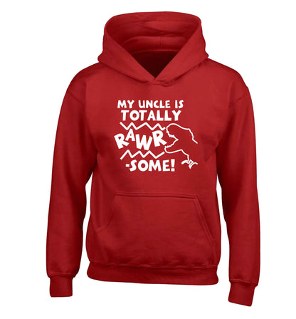 My uncle is totally rawrsome children's red hoodie 12-13 Years