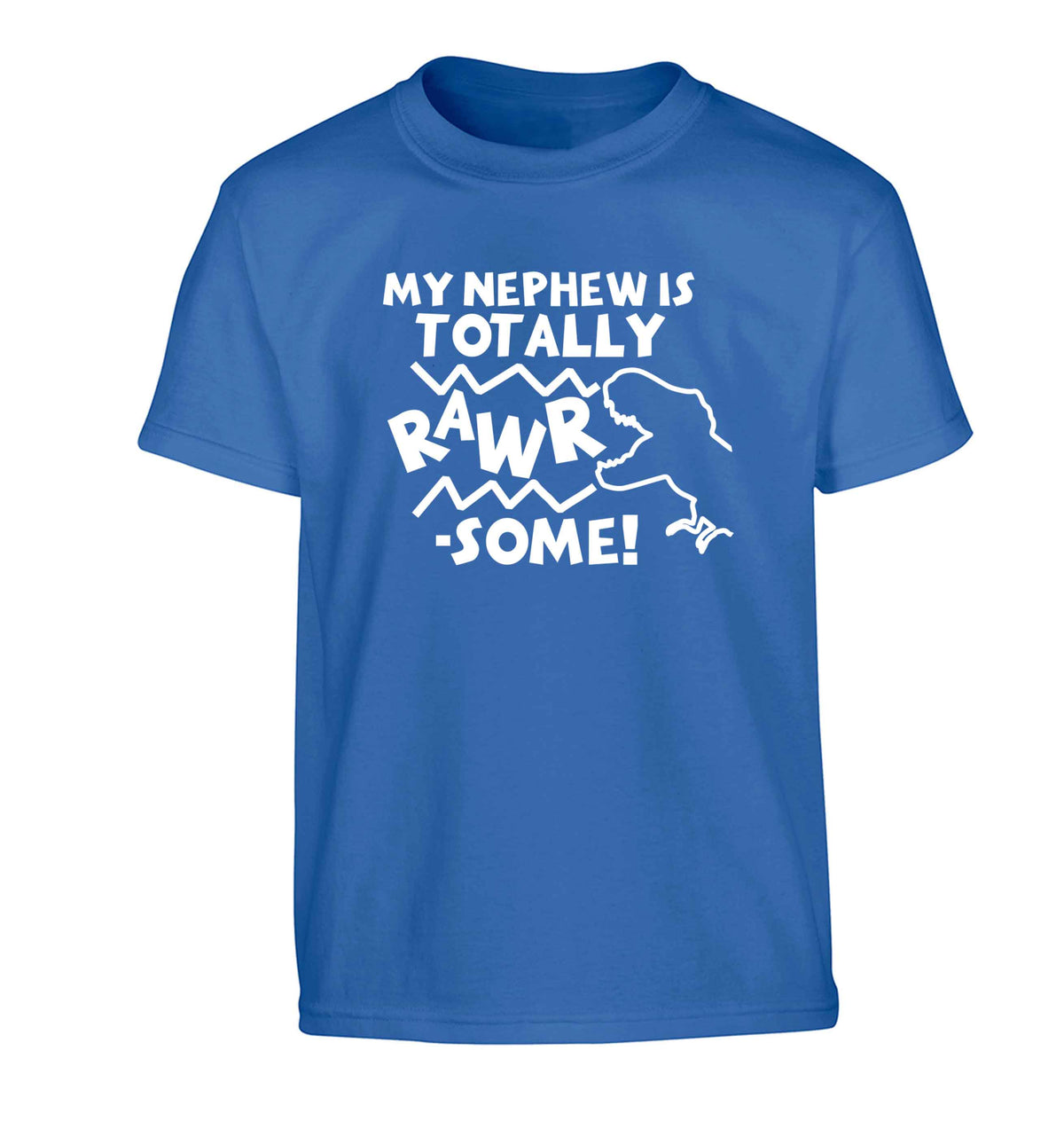 My nephew is totally rawrsome Children's blue Tshirt 12-13 Years