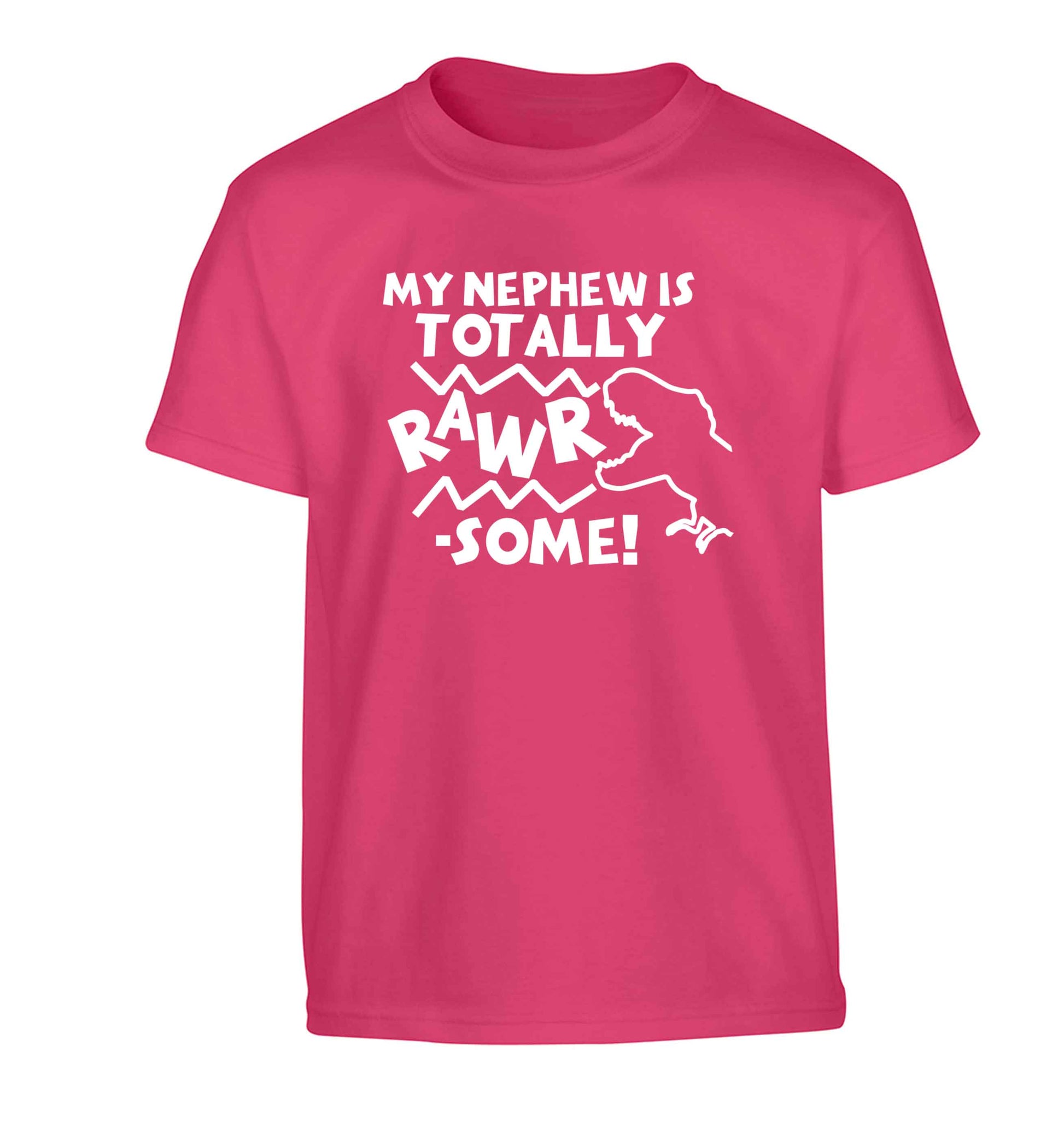 My nephew is totally rawrsome Children's pink Tshirt 12-13 Years