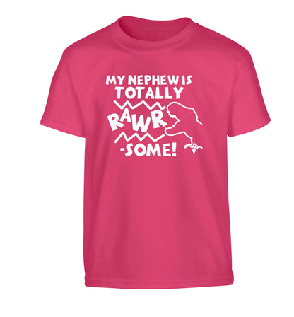 My nephew is totally rawrsome Children's pink Tshirt 12-13 Years