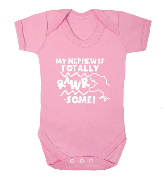 My nephew is totally rawrsome baby vest pale pink 18-24 months