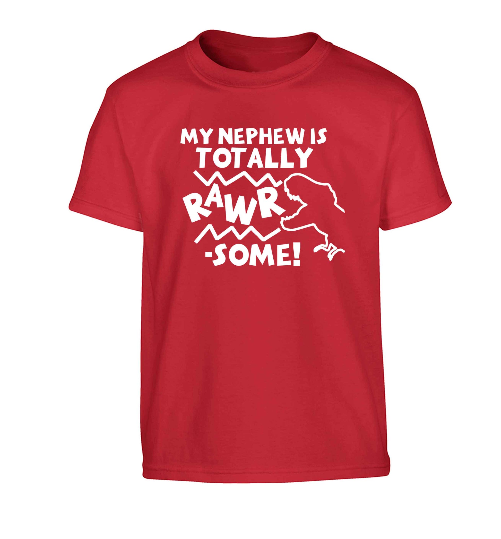 My nephew is totally rawrsome Children's red Tshirt 12-13 Years