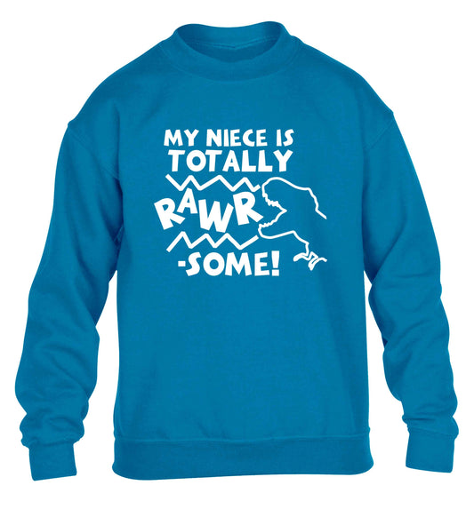 My niece is totally rawrsome children's blue sweater 12-13 Years