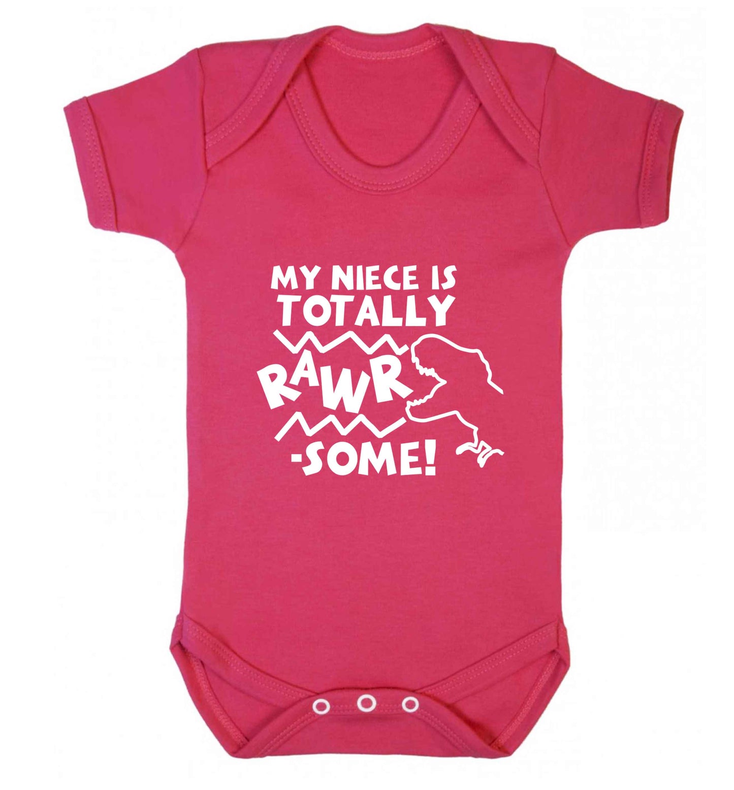My niece is totally rawrsome baby vest dark pink 18-24 months