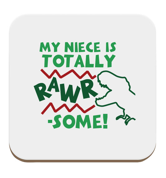 My niece is totally rawrsome set of four coasters