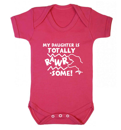 My daughter is totally rawrsome baby vest dark pink 18-24 months