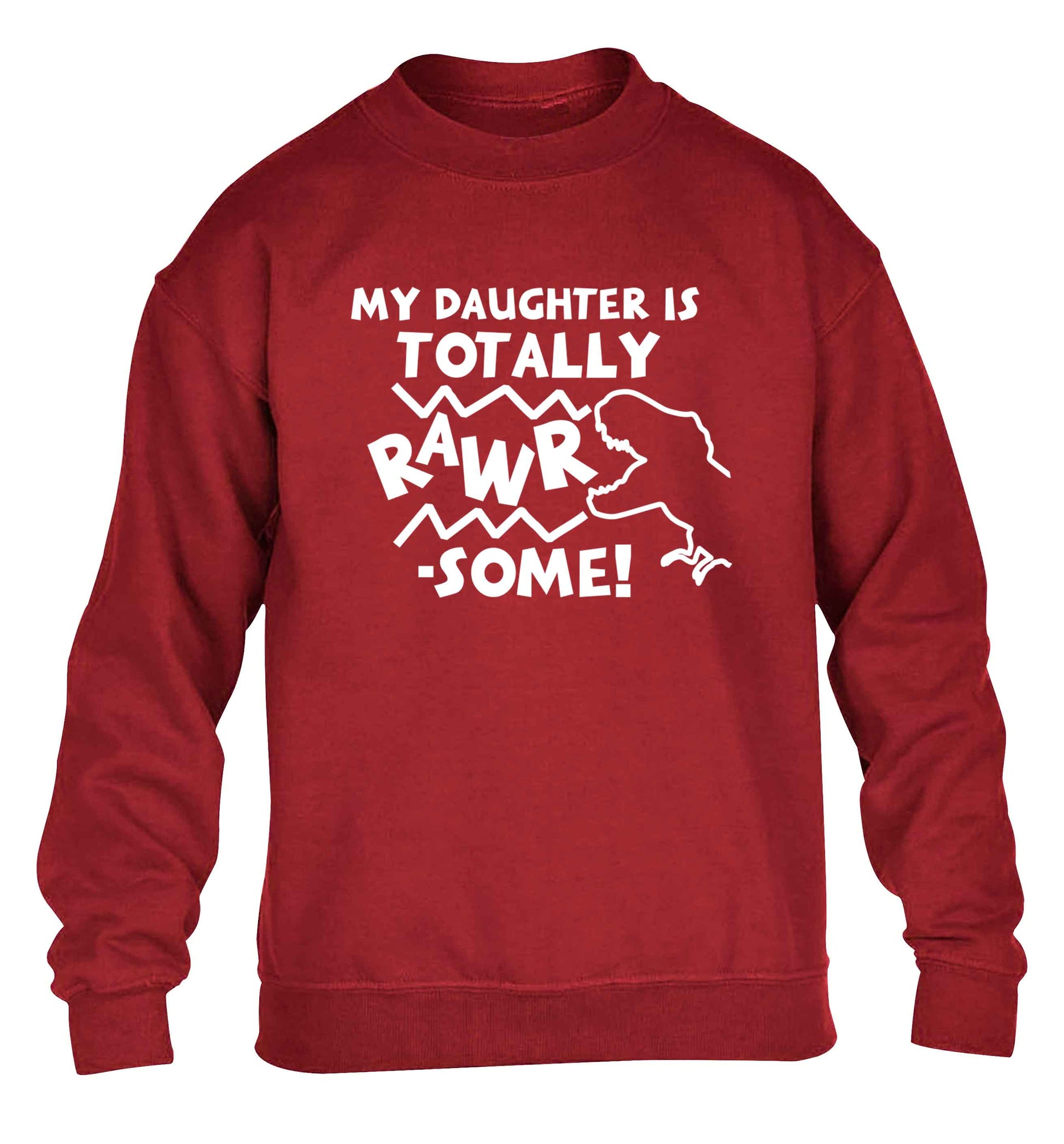 My daughter is totally rawrsome children's grey sweater 12-13 Years