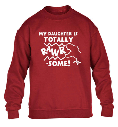 My daughter is totally rawrsome children's grey sweater 12-13 Years