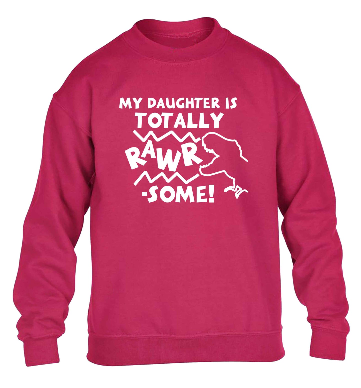 My daughter is totally rawrsome children's pink sweater 12-13 Years