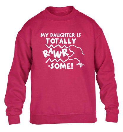 My daughter is totally rawrsome children's pink sweater 12-13 Years