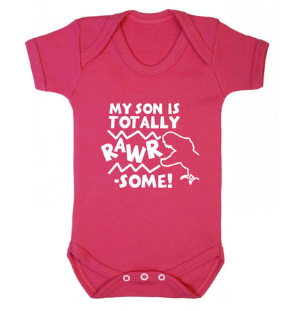 My son is totally rawrsome baby vest dark pink 18-24 months