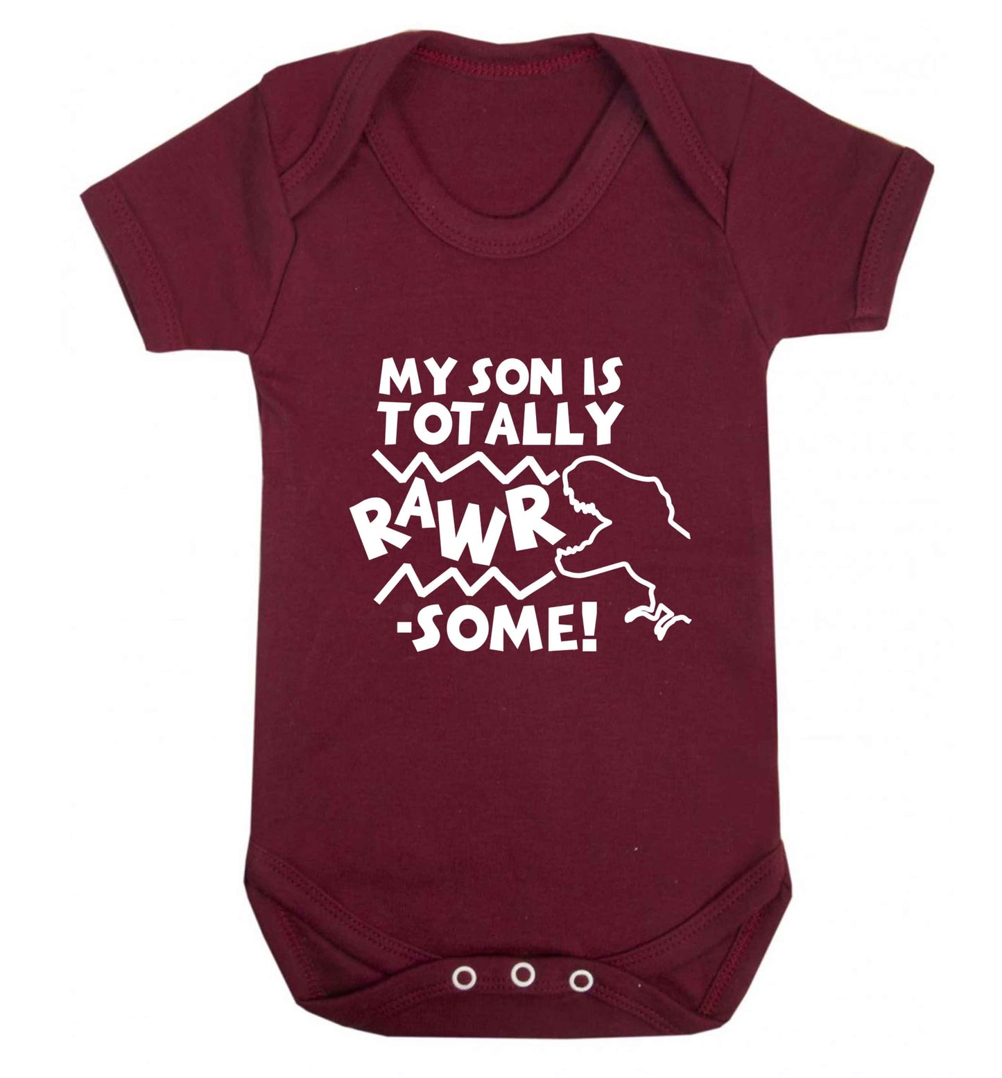 My son is totally rawrsome baby vest maroon 18-24 months