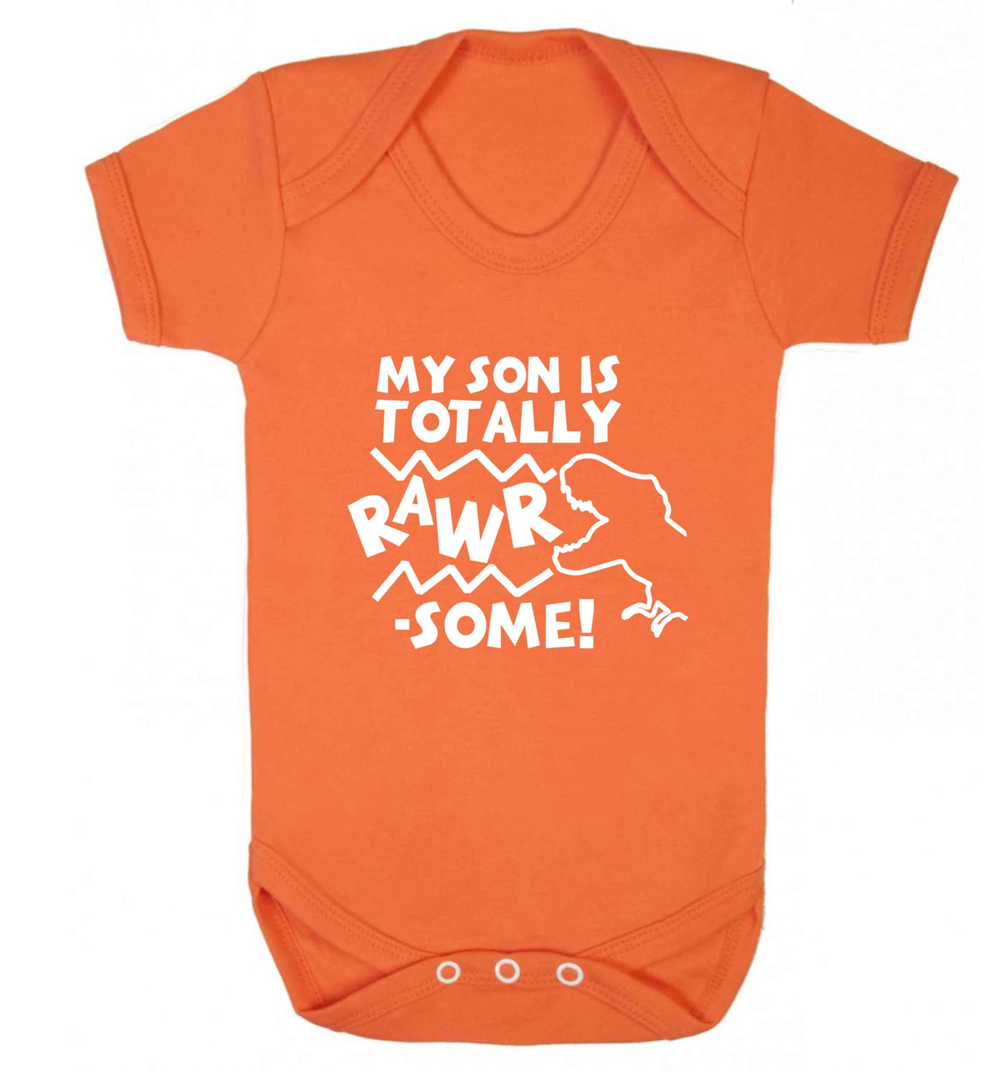 My son is totally rawrsome baby vest orange 18-24 months