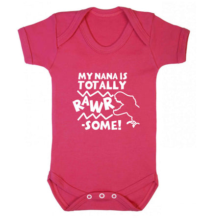 My nana is totally rawrsome baby vest dark pink 18-24 months