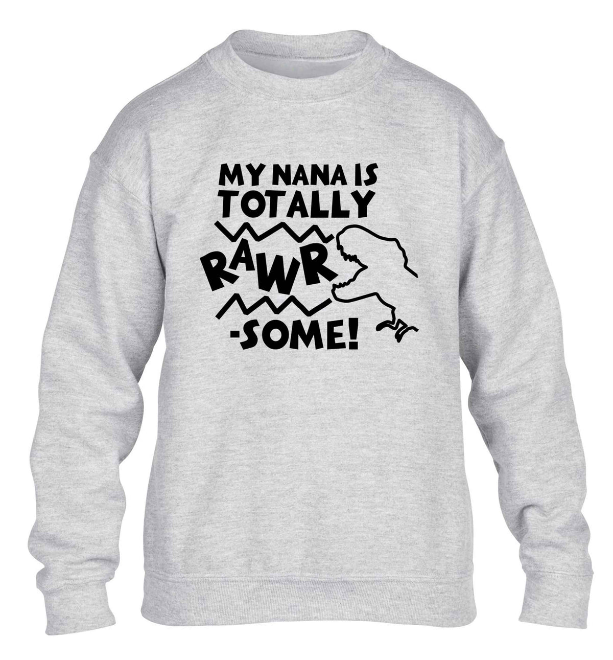 My nana is totally rawrsome children's grey sweater 12-13 Years