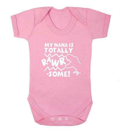 My nana is totally rawrsome baby vest pale pink 18-24 months