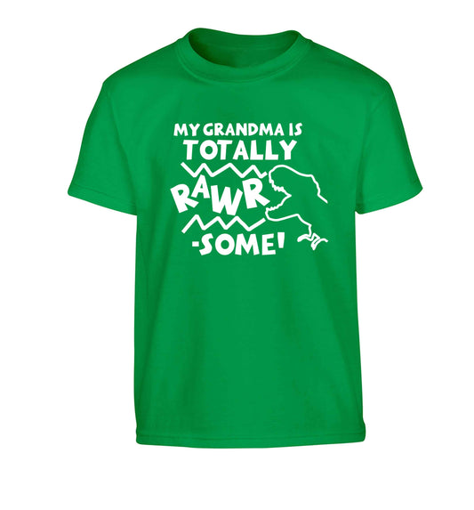 My grandma is totally rawrsome Children's green Tshirt 12-13 Years