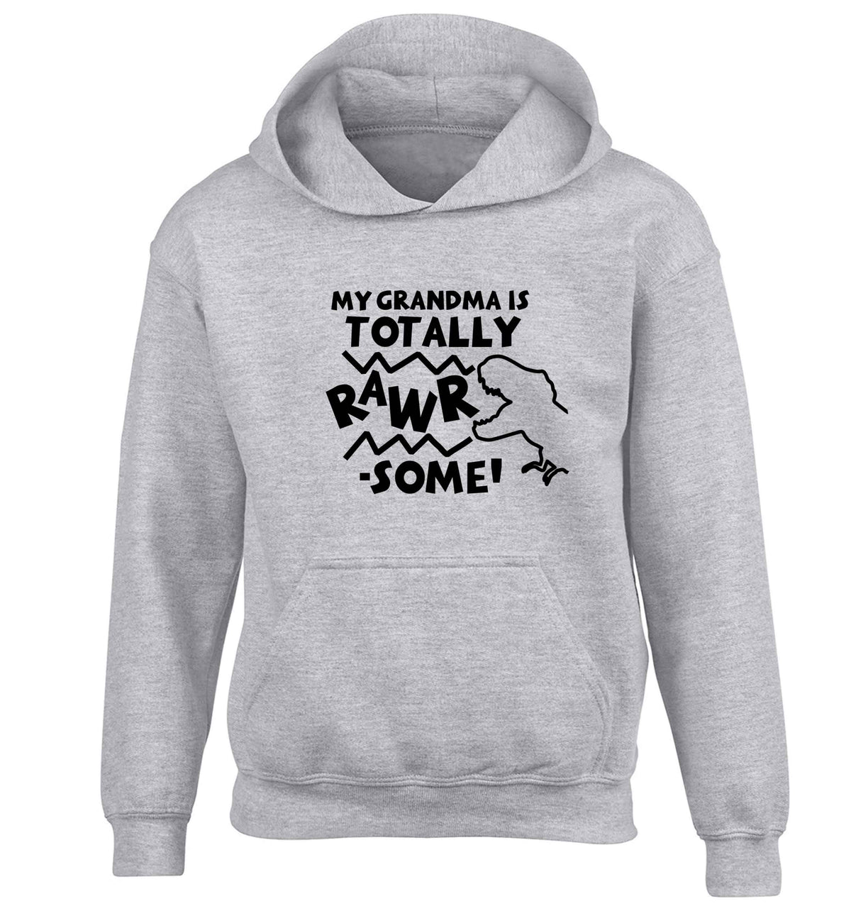 My grandma is totally rawrsome children's grey hoodie 12-13 Years