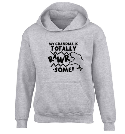 My grandma is totally rawrsome children's grey hoodie 12-13 Years