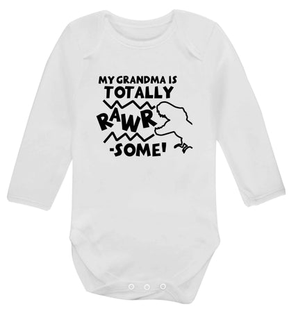 My grandma is totally rawrsome baby vest long sleeved white 6-12 months