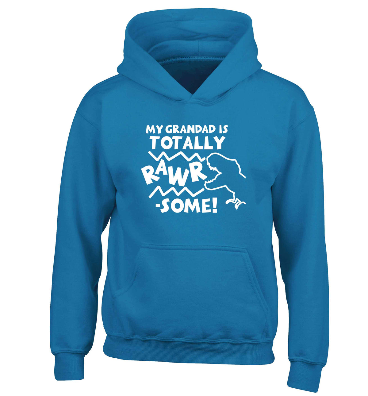 My grandad is totally rawrsome children's blue hoodie 12-13 Years