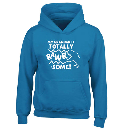 My grandad is totally rawrsome children's blue hoodie 12-13 Years