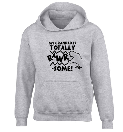 My grandad is totally rawrsome children's grey hoodie 12-13 Years