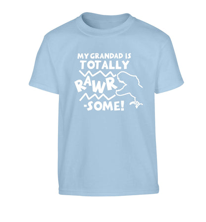My grandad is totally rawrsome Children's light blue Tshirt 12-13 Years