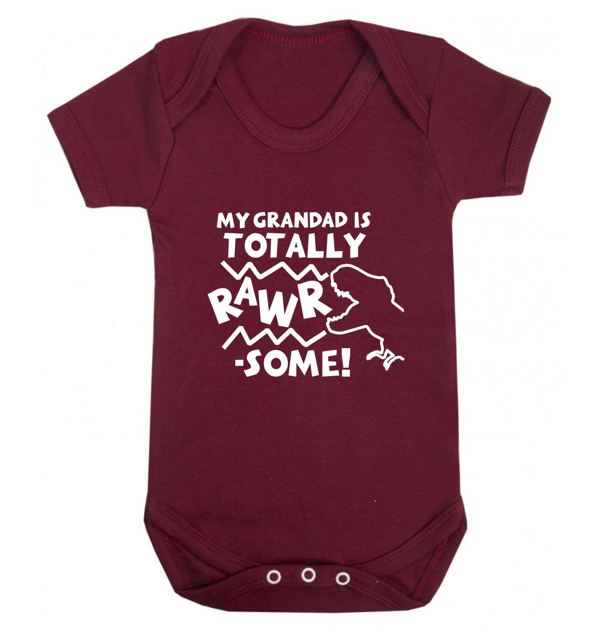 My grandad is totally rawrsome baby vest maroon 18-24 months