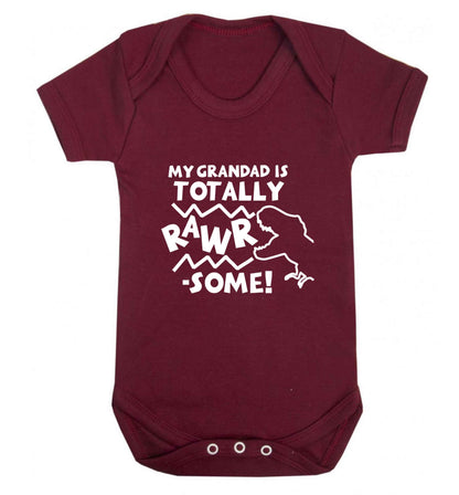 My grandad is totally rawrsome baby vest maroon 18-24 months