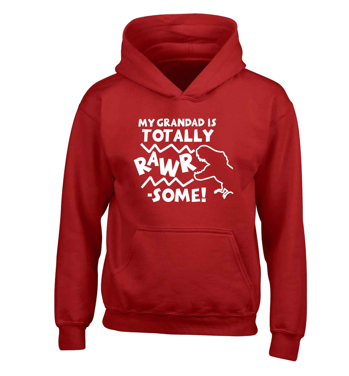 My grandad is totally rawrsome children's red hoodie 12-13 Years