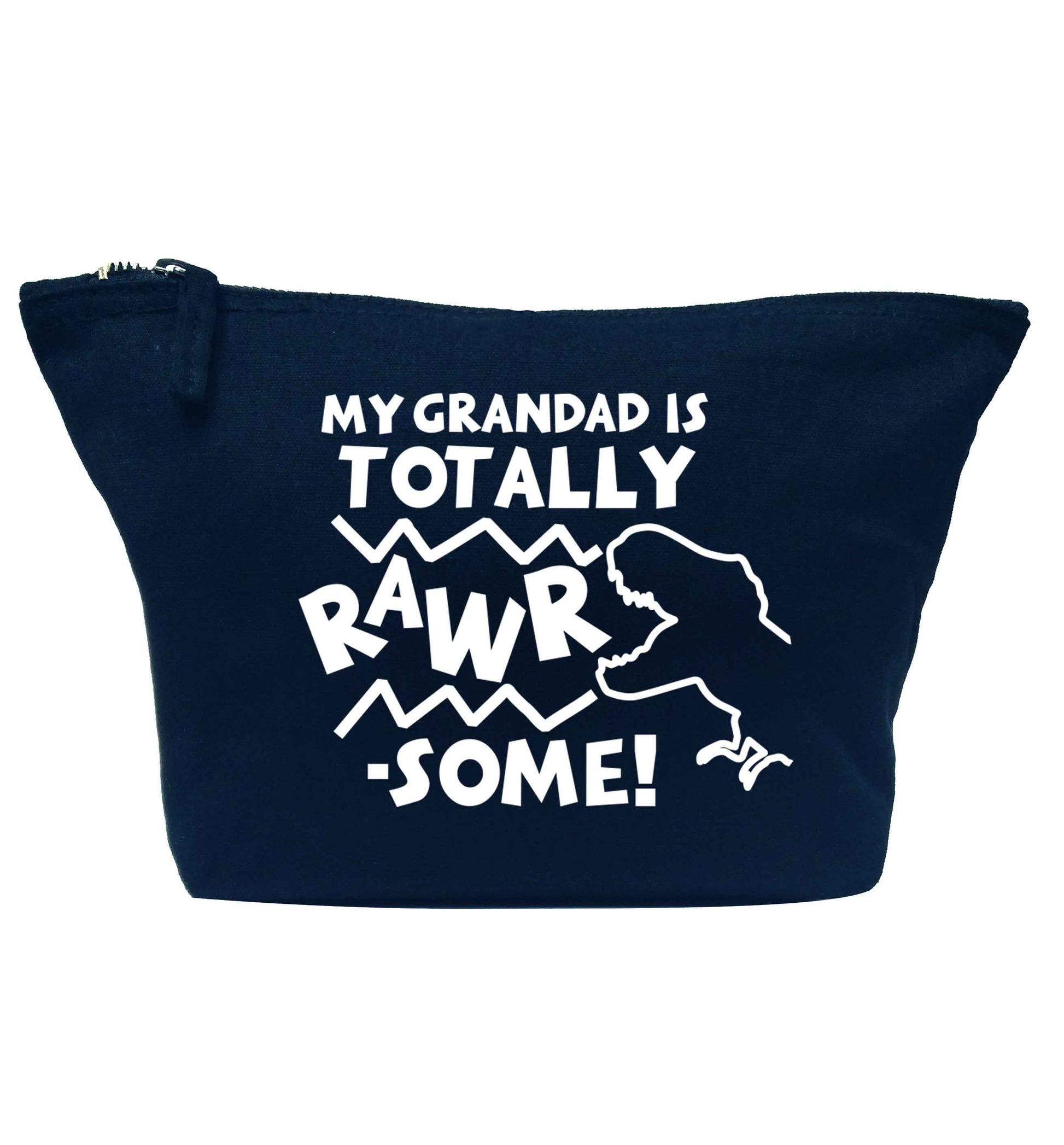 My grandad is totally rawrsome navy makeup bag