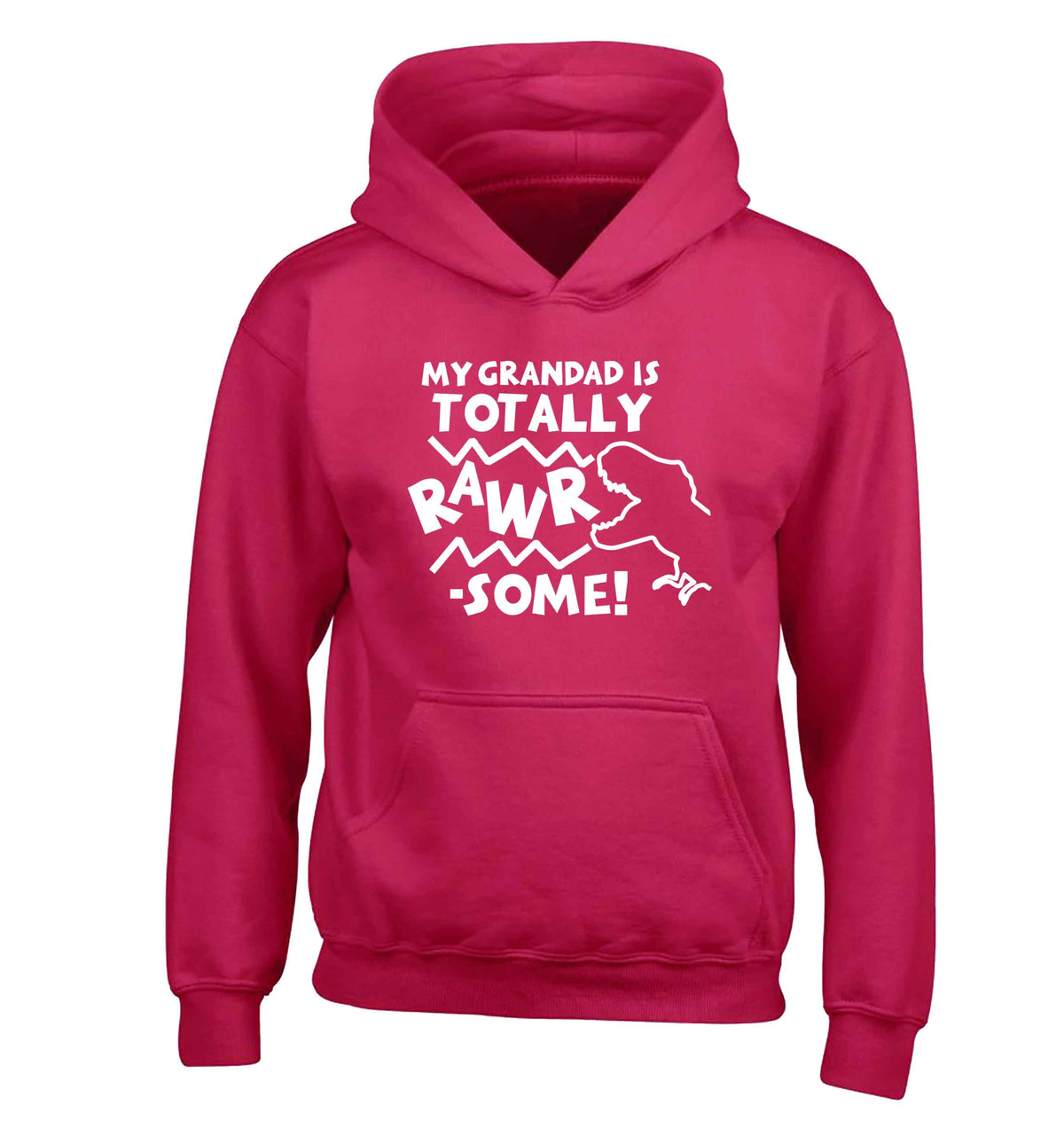 My grandad is totally rawrsome children's pink hoodie 12-13 Years