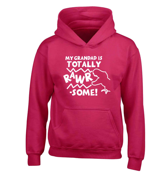 My grandad is totally rawrsome children's pink hoodie 12-13 Years