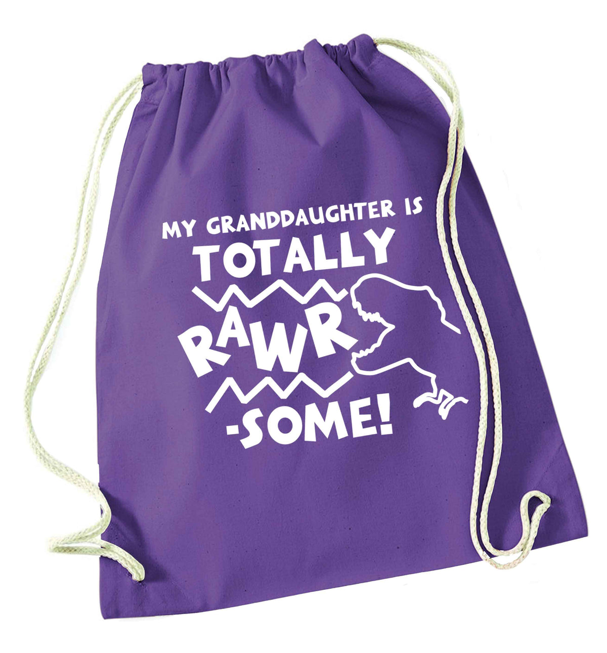My granddaughter is totally rawrsome purple drawstring bag
