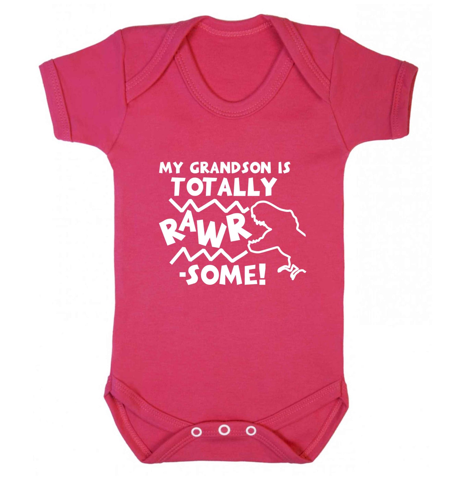 My grandson is totally rawrsome baby vest dark pink 18-24 months