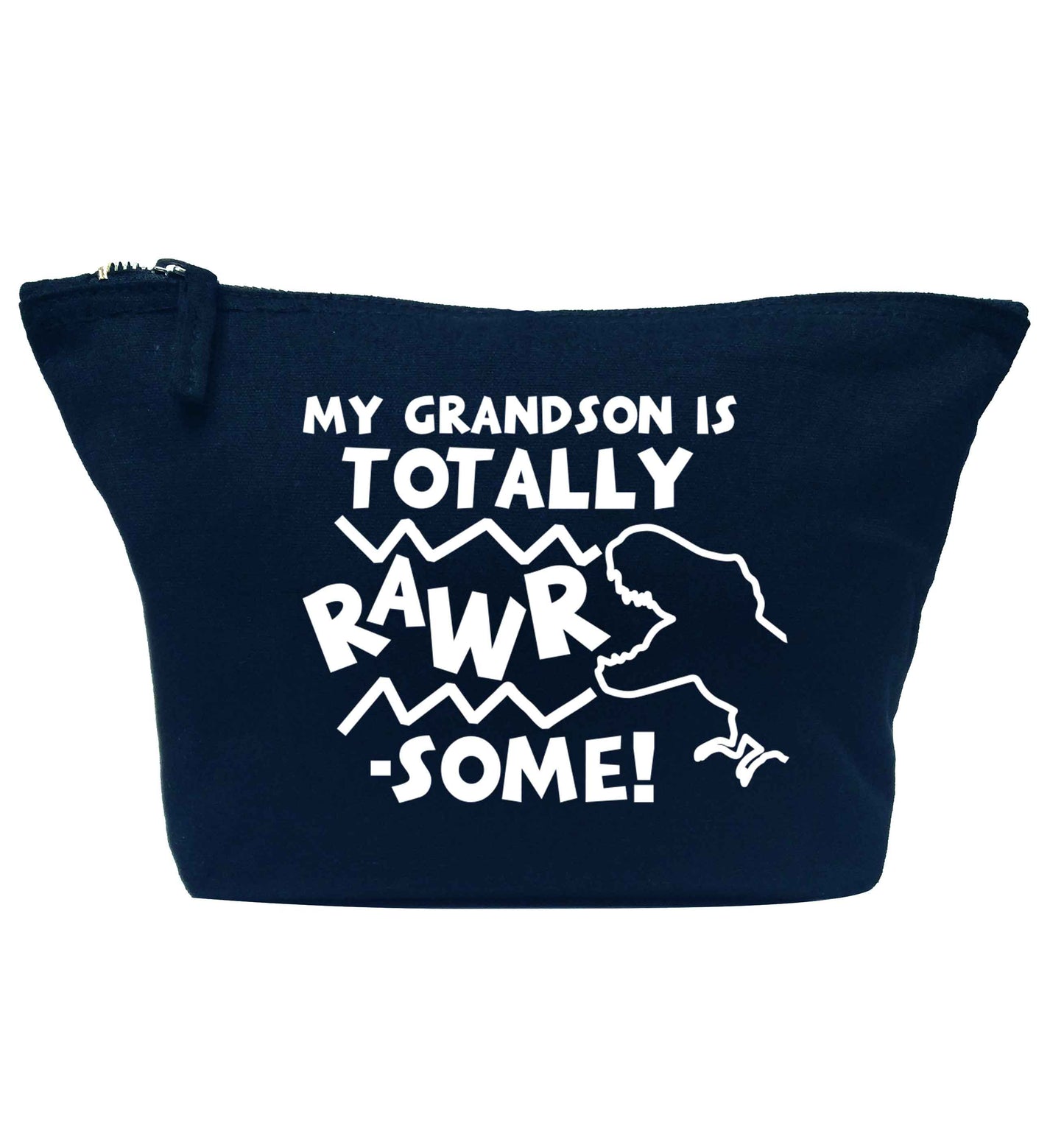 My grandson is totally rawrsome navy makeup bag