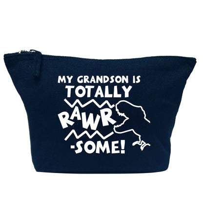 My grandson is totally rawrsome navy makeup bag