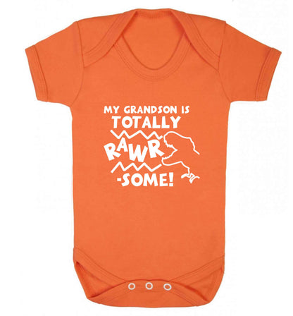 My grandson is totally rawrsome baby vest orange 18-24 months