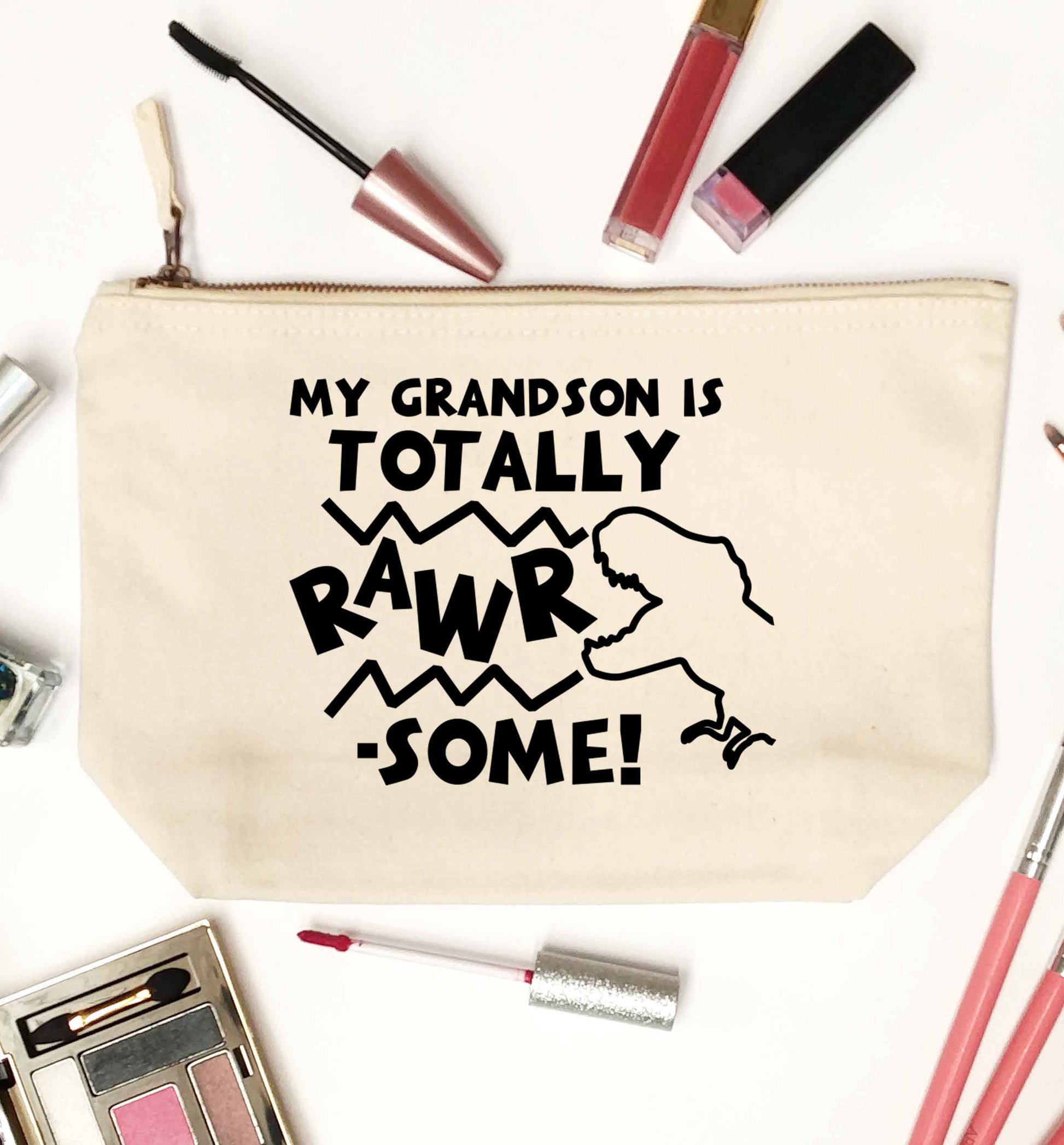 My grandson is totally rawrsome natural makeup bag