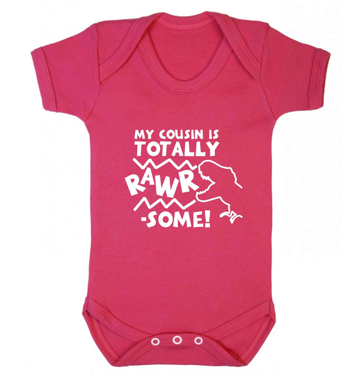 My cousin is totally rawrsome baby vest dark pink 18-24 months